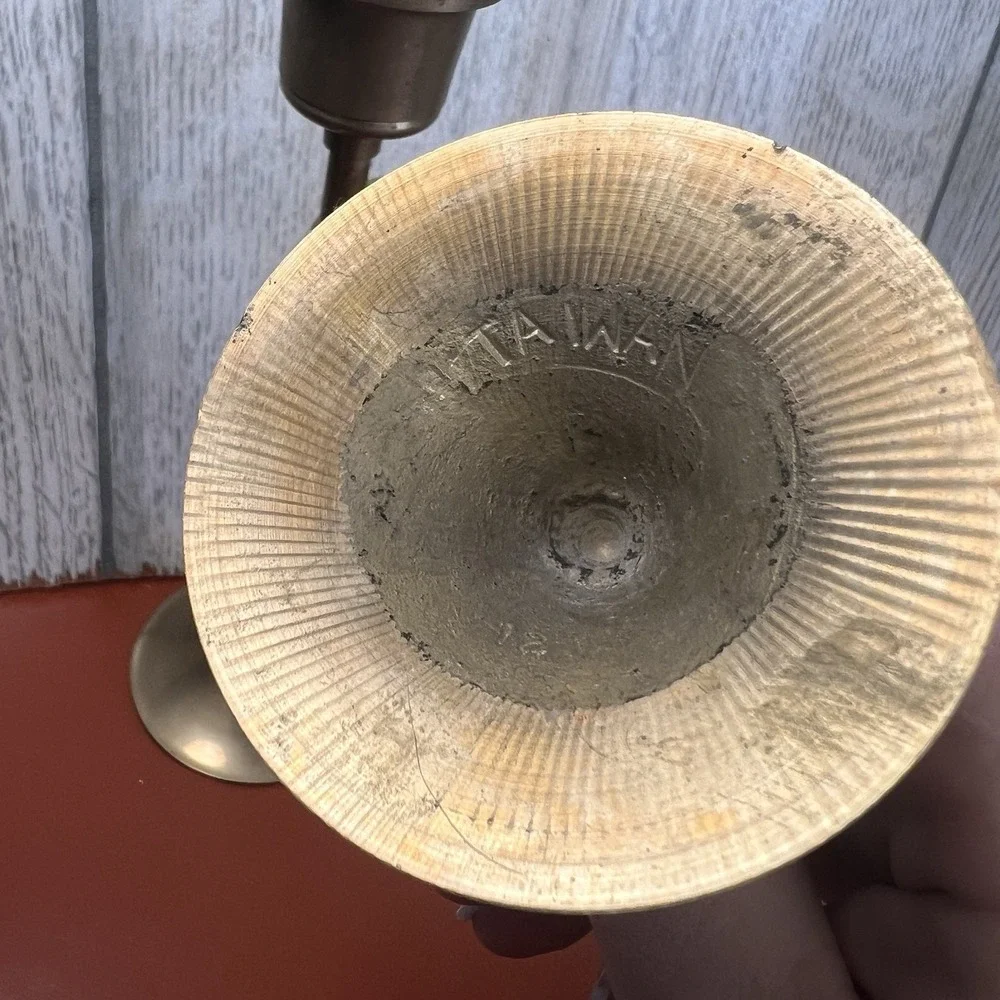 2 Vintage Brass Candlesticks Horn Shaped Made in Taiwan | 1960s 1970s